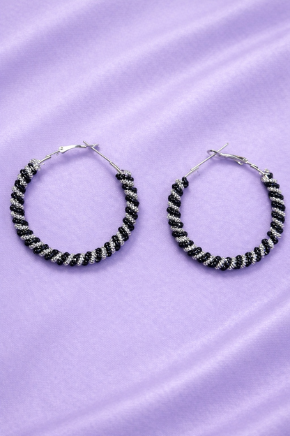Kshvi Black & Silver Spirals