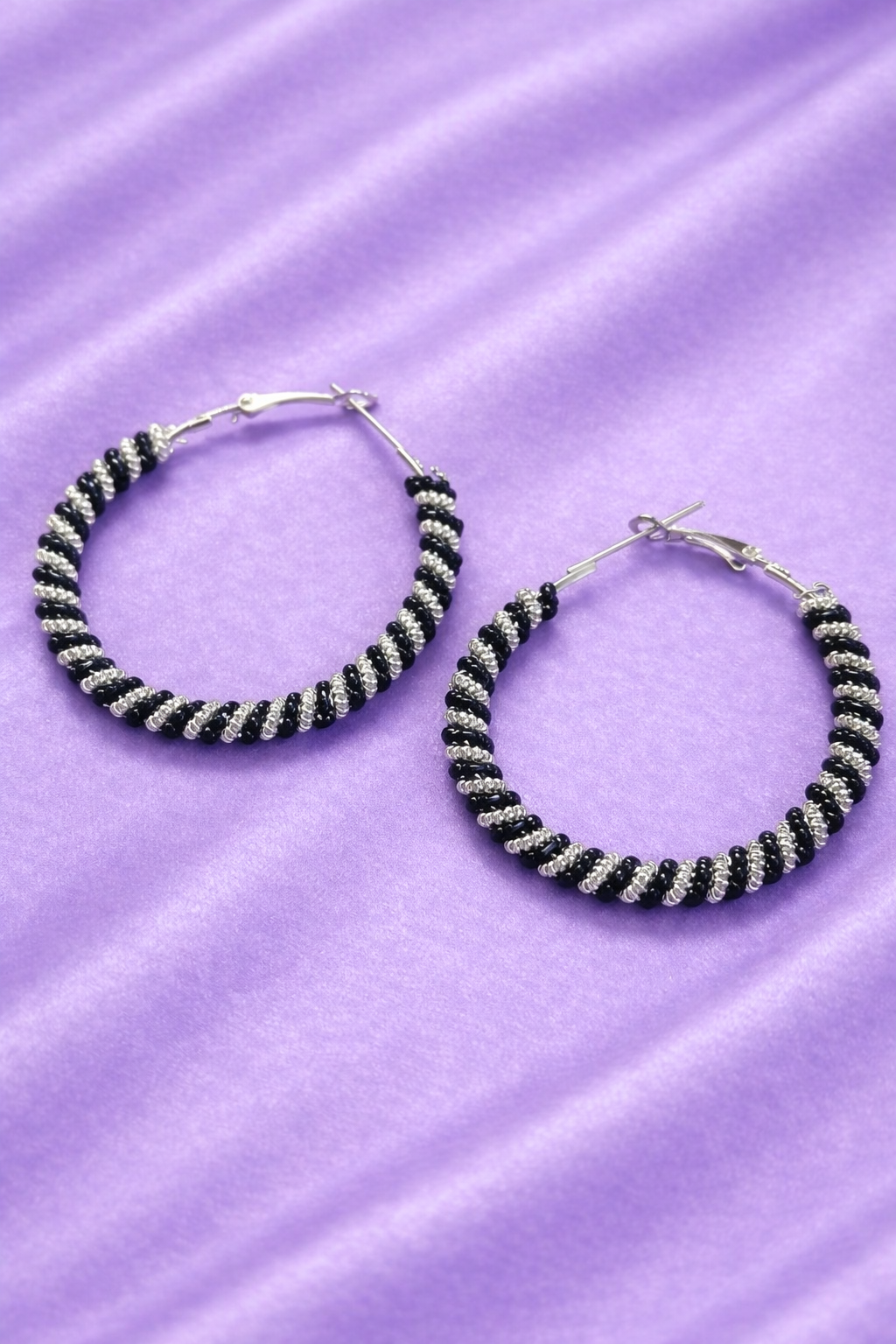 Kshvi Black & Silver Spirals