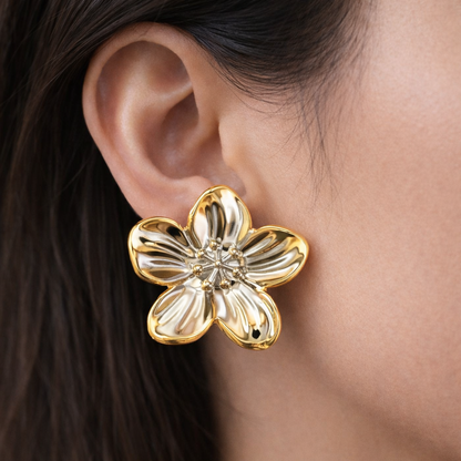 Golden Blossom Statement Studs