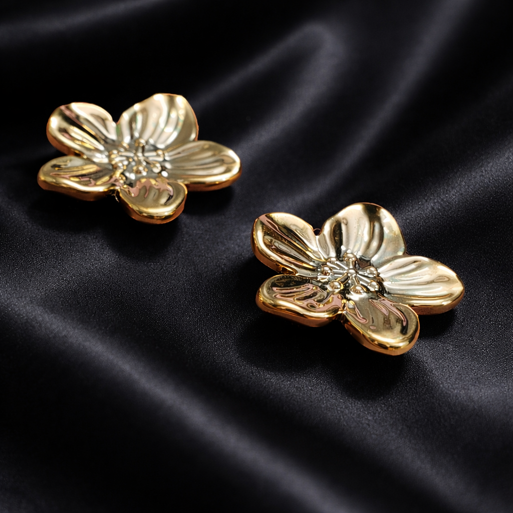 Golden Blossom Statement Studs